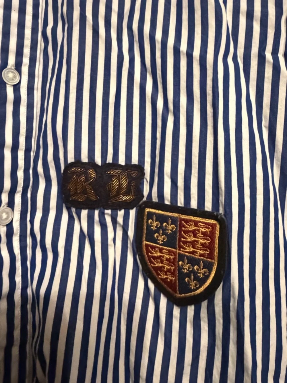 Polo by Ralph Lauren Navy and White Striped Badge Button-Down Shirt - Picture 4 of 6
